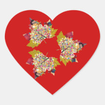 Hoja de arce pegatina de corazón