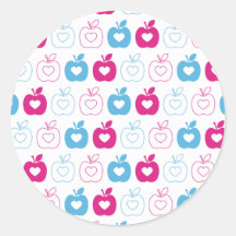 Hoja rosada y azul del pegatina del icono de Apple