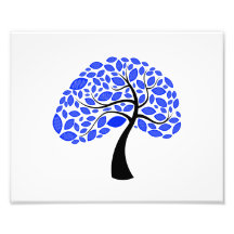 hoja simple curvada tree.png azul del tronco impresión fotográfica