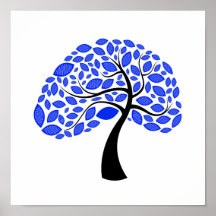 hoja simple curvada tree.png azul del tronco impresiones