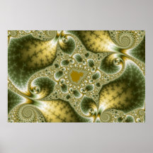 Hoja y oro - arte del fractal impresiones