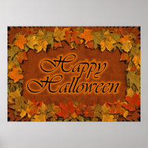 Hojas de la caída del feliz Halloween Posters
