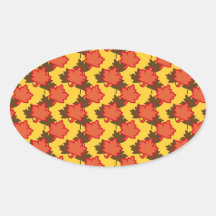Hojas de otoño pegatina de oval personalizadas