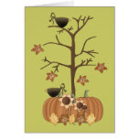 Hojas del cuervo de la calabaza de otoño de la caí felicitacion 
