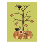 Hojas del cuervo de la calabaza de otoño de la caí tarjeta postal