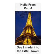 Hola de la postal de París Tarjetas Fotográficas Personalizadas