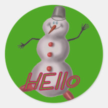 Hola pegatina del muñeco de nieve