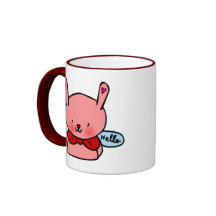 Hola taza del arte del Doodle del conejito