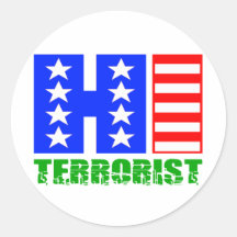 Hola terrorista pegatina redonda
