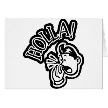 ¡HOLLA! Individuo retro - negro y blanco Tarjetón