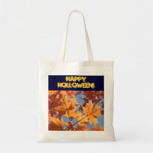 ¡Holloween feliz! hojas del naranja del paño de la
