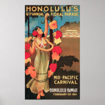 Hololulu, 6to desfile floral anual 1911 de Hawaii Posters