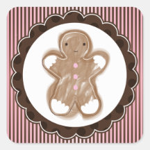 Hombre de Gingerbraed del navidad Calcomanía Cuadrada Personalizada