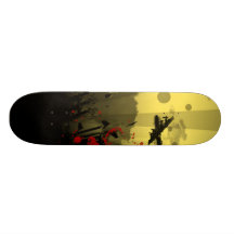 Hombre de la ametralladora tabla de patinar