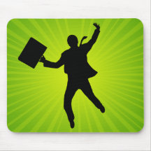 Hombre de negocios de salto con un fondo de Starbu Alfombrillas De Ratón