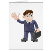 Hombre de negocios feliz del dibujo animado felicitación