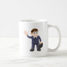 Hombre de negocios feliz del dibujo animado taza