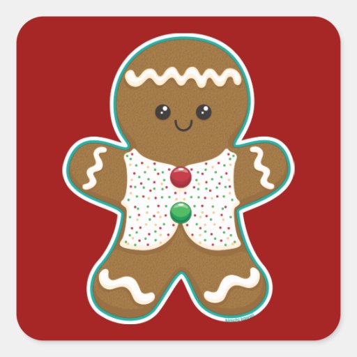 Hombre de pan de jengibre calcomanías cuadradas