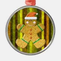 Hombre de pan de jengibre - gorra de Santa - ornam Ornamento De Navidad