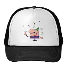 Hombre divertido del dibujo animado del juerguista gorra