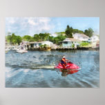 Hombre en el puerto de Tuckerton del esquí del jet Poster