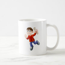 Hombre feliz con la voluta tazas