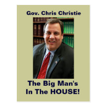 Hombre grande de Gov. Chris Christie en la postal 