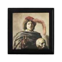 Hombre joven de Francisco Hals con el cráneo Cajas De Regalo