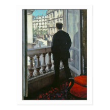 Hombre joven en la ventana de Gustave Caillebotte Tarjeta Postal