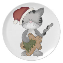 Hombre lindo del Gatito-Pan de jengibre del navida Platos