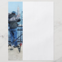Hombre que pesca del embarcadero de Hoboken Tarjetas Informativas