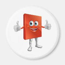 Hombre rojo del libro que hace los pulgares para a imán de frigorífico