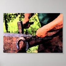 Hombre tallando artesania(Herrero)O Indian Ink Art Poster
