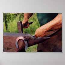 Hombre tallando artesania(Herrero)O Oils Artwork Poster