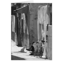 Hombre y gato tarjeta