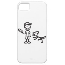 Hombre y perro del palillo que juegan el disco vol iPhone 5 Case-Mate coberturas