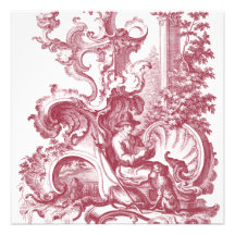 Hombre y perro franceses Toile rojo hermoso del pa Invitación Personalizada