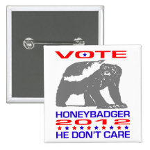Honeybadger 2012 - Botón político del humor Pins