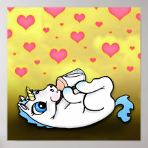 Hora de la comida del unicornio del bebé - azul -  impresiones