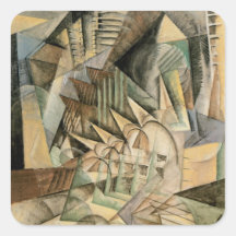 Hora punta, Nueva York de Max Weber, cubismo del v Calcomania Cuadrada Personalizada