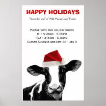 Horario comercial de la granja lechera de la vaca  poster