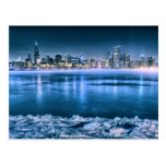 Horizonte de Chicago en invierno Postal
