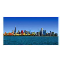 Horizonte de Chicago Tarjetas Fotográficas Personalizadas