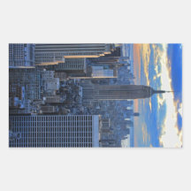 Horizonte de la última hora de la tarde NYC como a Rectangular Pegatina