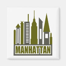 Horizonte de Manhattan con los recortes, el gris y Imán Para Frigorífico