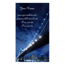 Horizonte de Manhattan en la noche Plantillas De Tarjetas Personales