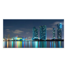 Horizonte de Miami en el poster de la oscuridad Fotografias