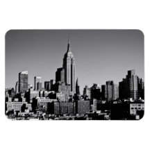 Horizonte de New York City en blanco y negro Iman Rectangular