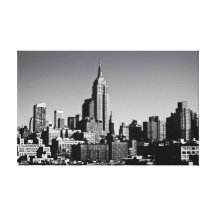 Horizonte de New York City en blanco y negro Impresiones En Lienzo Estiradas