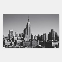 Horizonte de New York City en blanco y negro Etiquetas